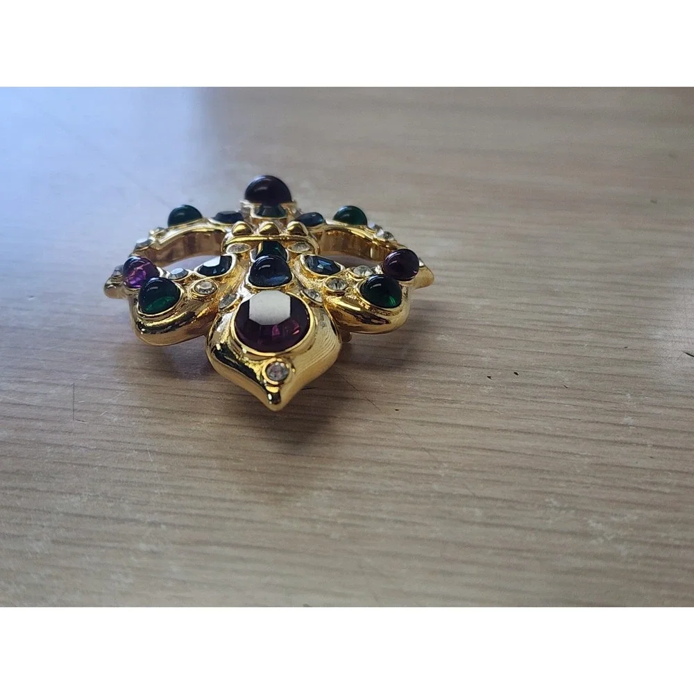Vintage‎ MVH Crown Michaela Von Habsburg Signed Fleur De Lis Brooch Pendant